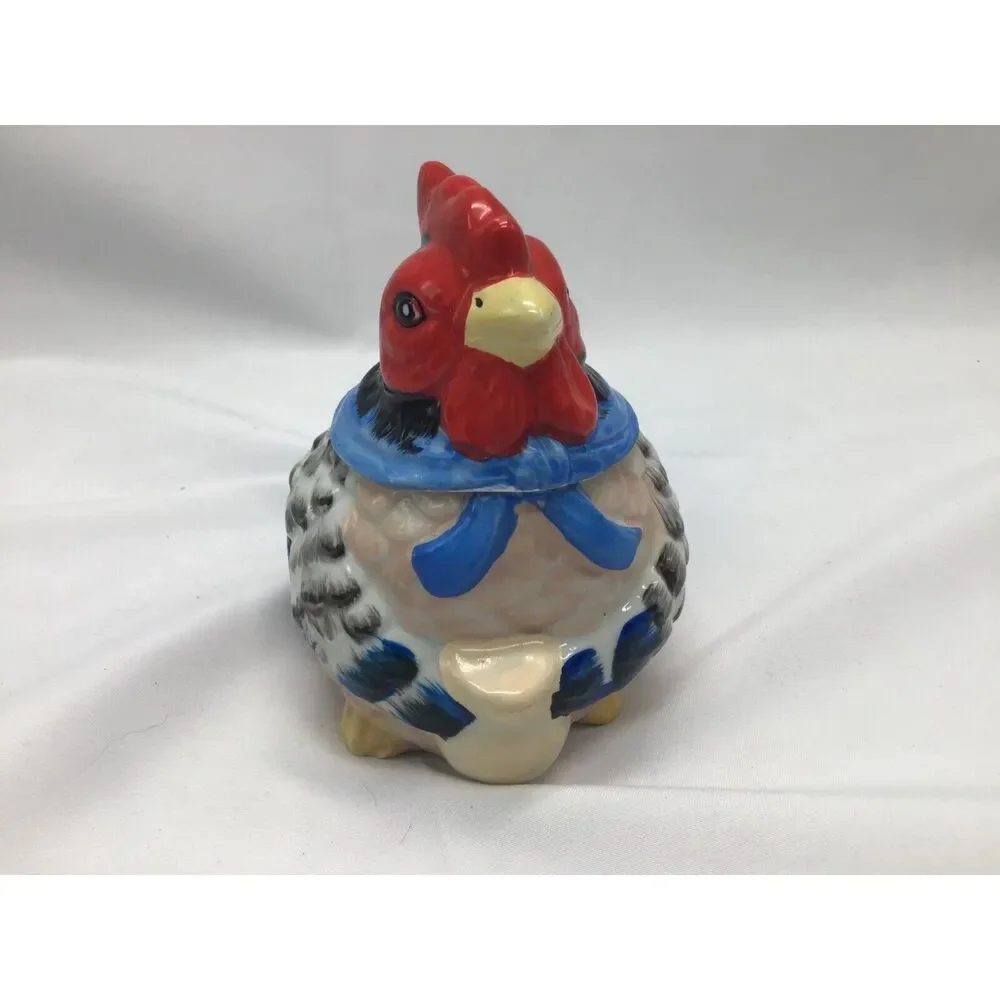 Ceramic Chicken Creamer Sugar Bowl Hand Painted Vintage Cottage Kitchy Farmhouse - Picture 12 of 14
